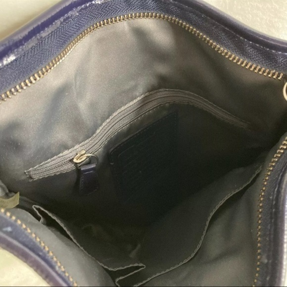 STUNNING Coach F19820 Moto Optic Metallic Chain Navy Signature Jaquard  Bag - Picture 13 of 14